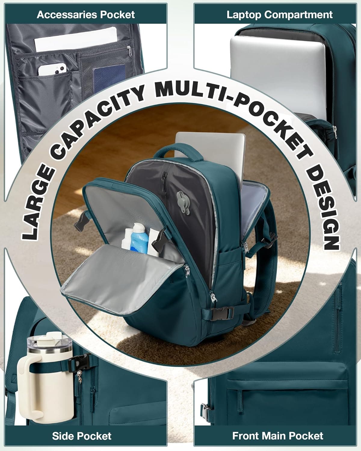 SZSYCN Mochila de cabina al vacío - con muchos compartimientos y bolsillos
